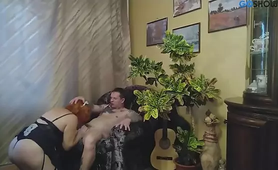 Redhead MILF Throats Cock Sucking